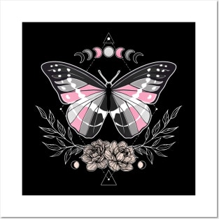 Demigirl Butterfly LGBT Pride Flag Posters and Art